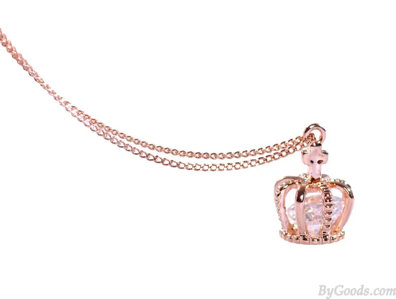 Fashion Shiny Rose Rhinestone Crown Necklace