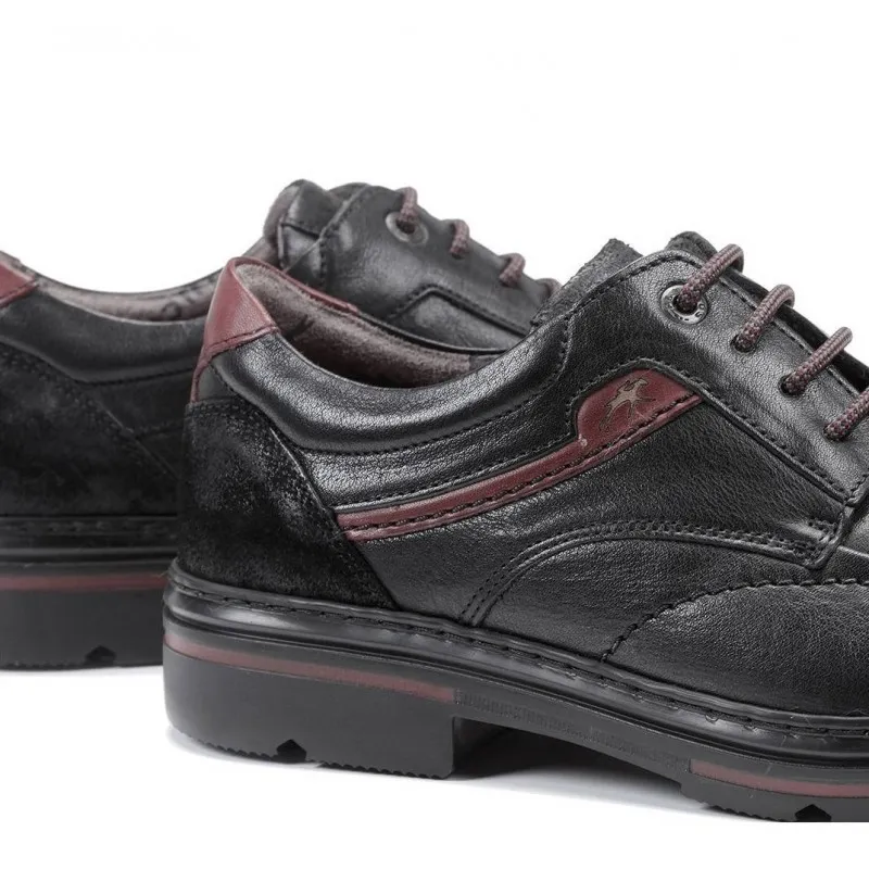 FLUCHOS Murray F1045 Negro y marrón. Zapatos sport cordones Hombre