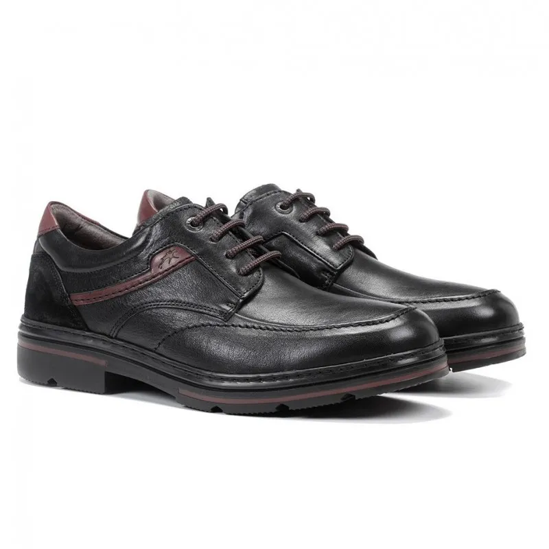 FLUCHOS Murray F1045 Negro y marrón. Zapatos sport cordones Hombre