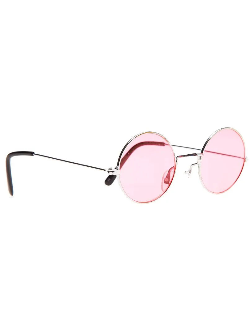 GAFAS REDONDAS DISFRAZ DE HIPPIE  ROSA