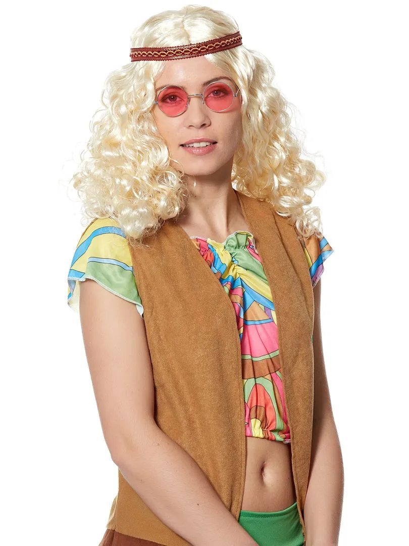 GAFAS REDONDAS DISFRAZ DE HIPPIE  ROSA
