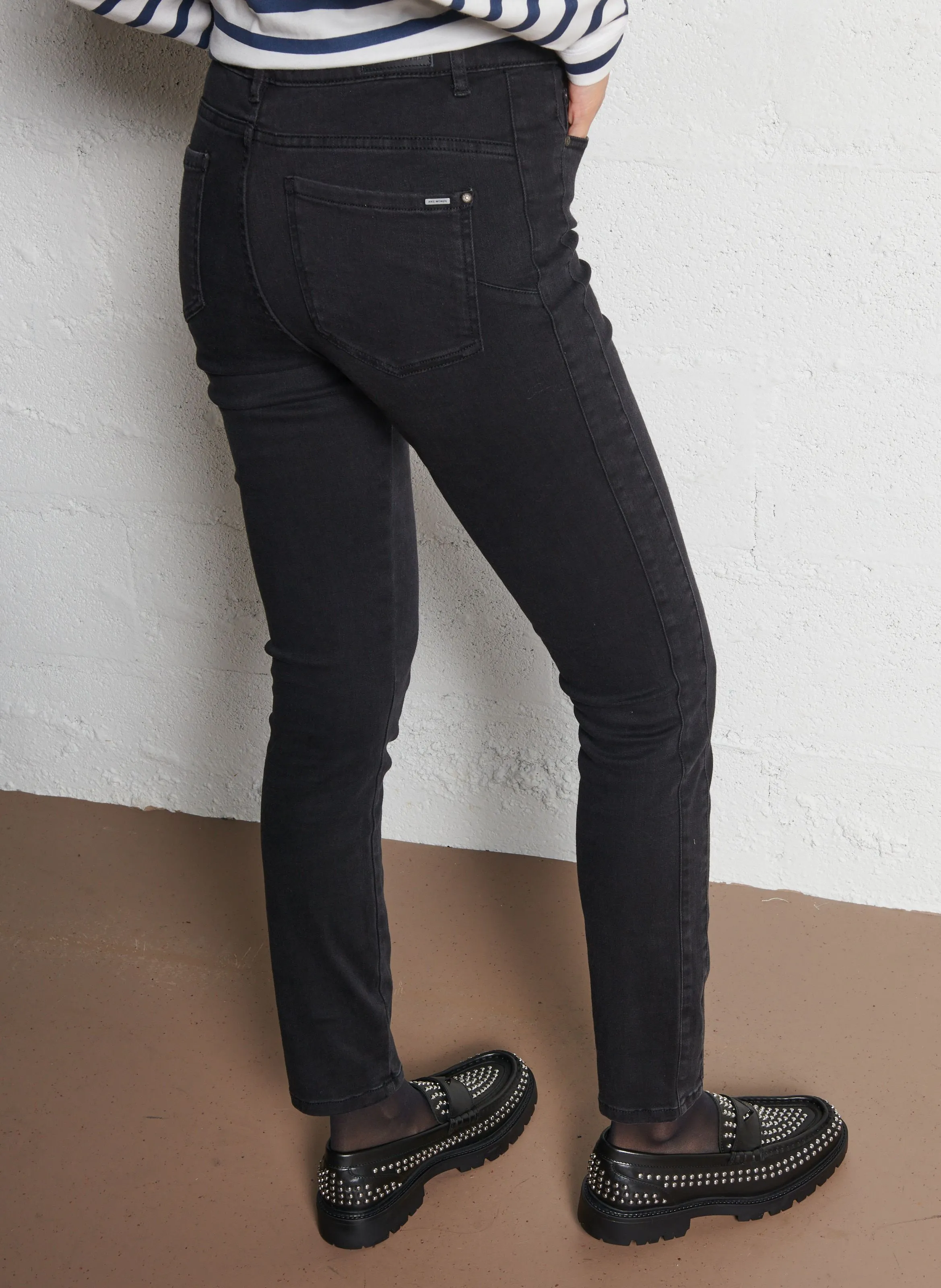 IKKS Pantalón slim de mezcla de algodón en negro