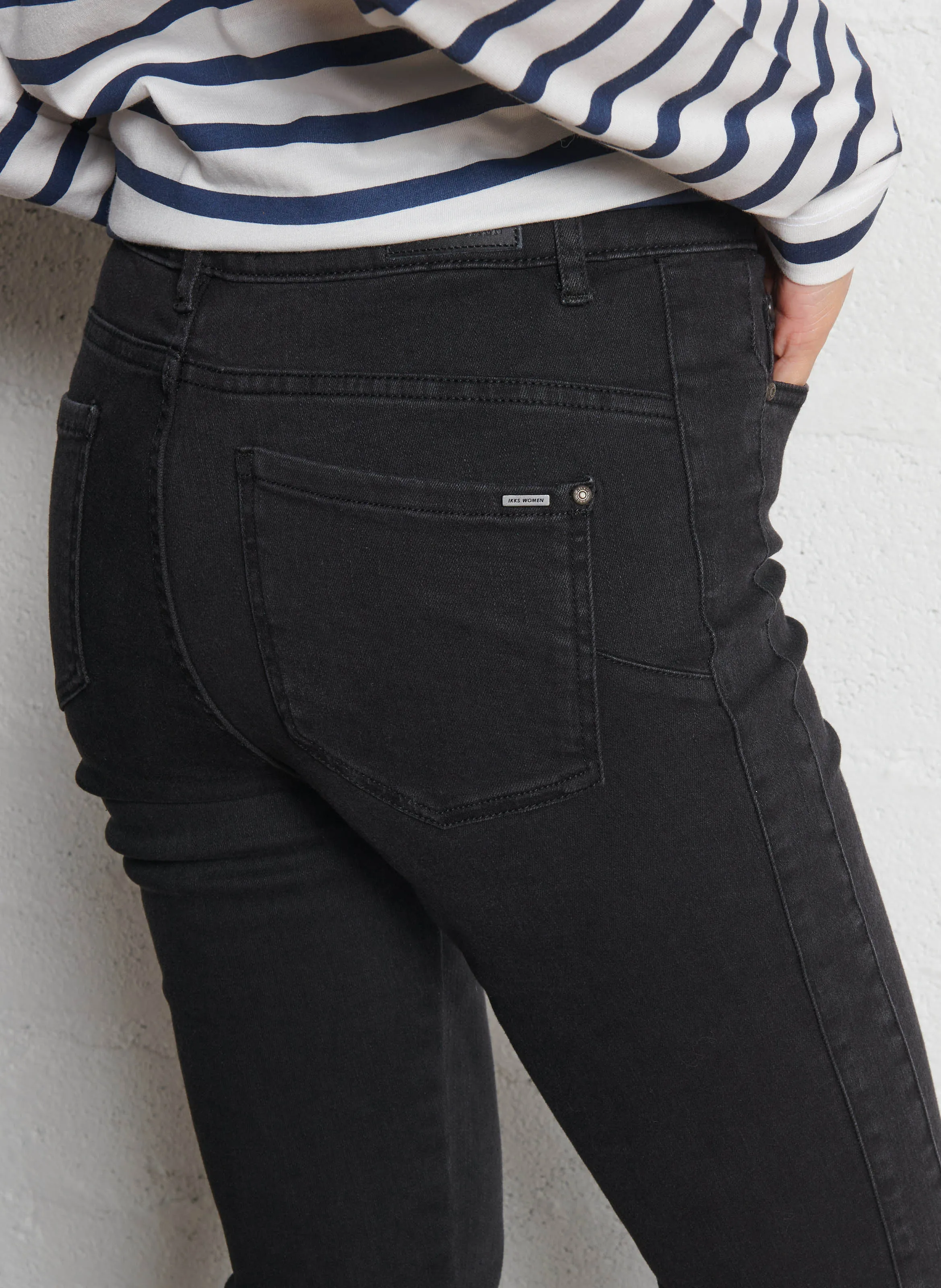 IKKS Pantalón slim de mezcla de algodón en negro