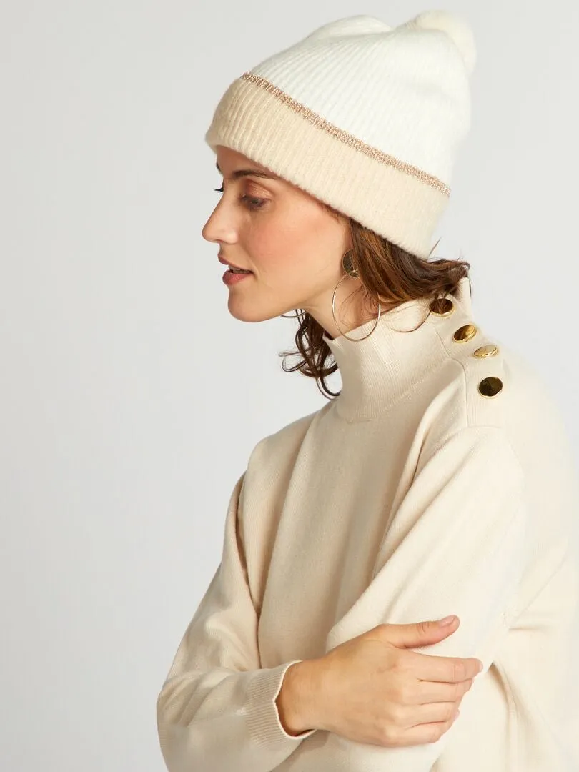 JERSEY DE PUNTO CON BOTONES DE FANTASíA  BLANCO
