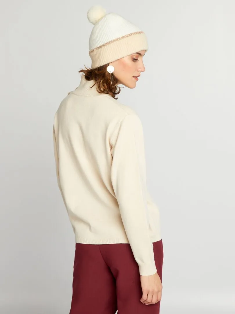 JERSEY DE PUNTO CON BOTONES DE FANTASíA  BLANCO