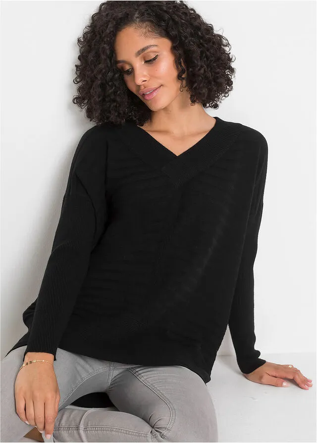 Jersey oversize acanalado Negro
