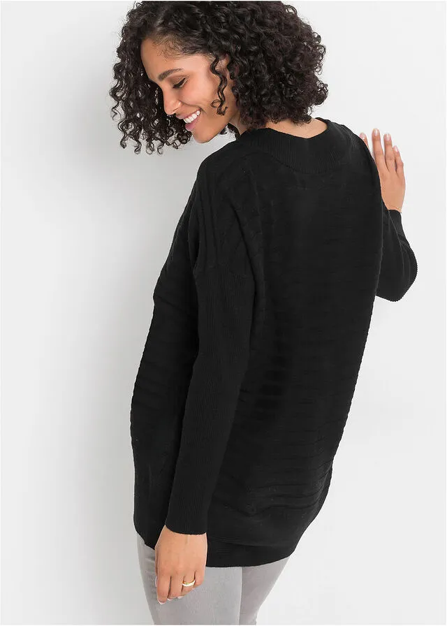 Jersey oversize acanalado Negro