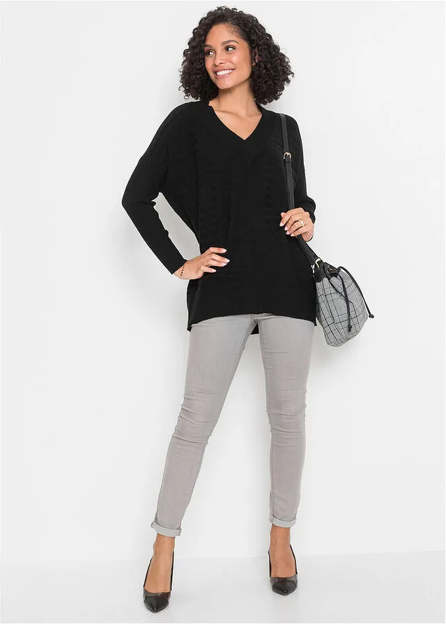 Jersey oversize acanalado Negro