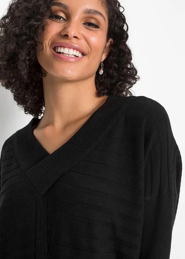 Jersey oversize acanalado Negro