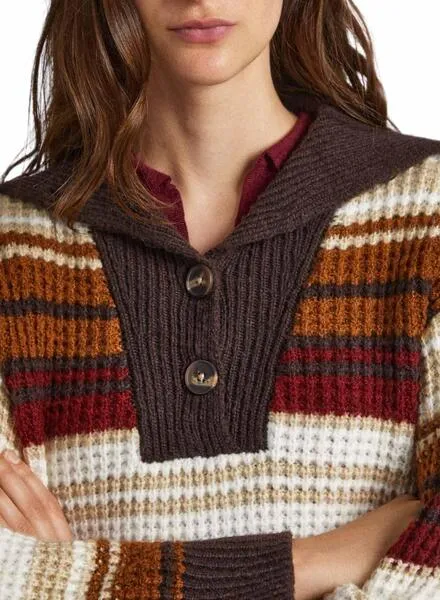 Jersey Pepe Jeans Dasha Rayas Marrón Para Mujer