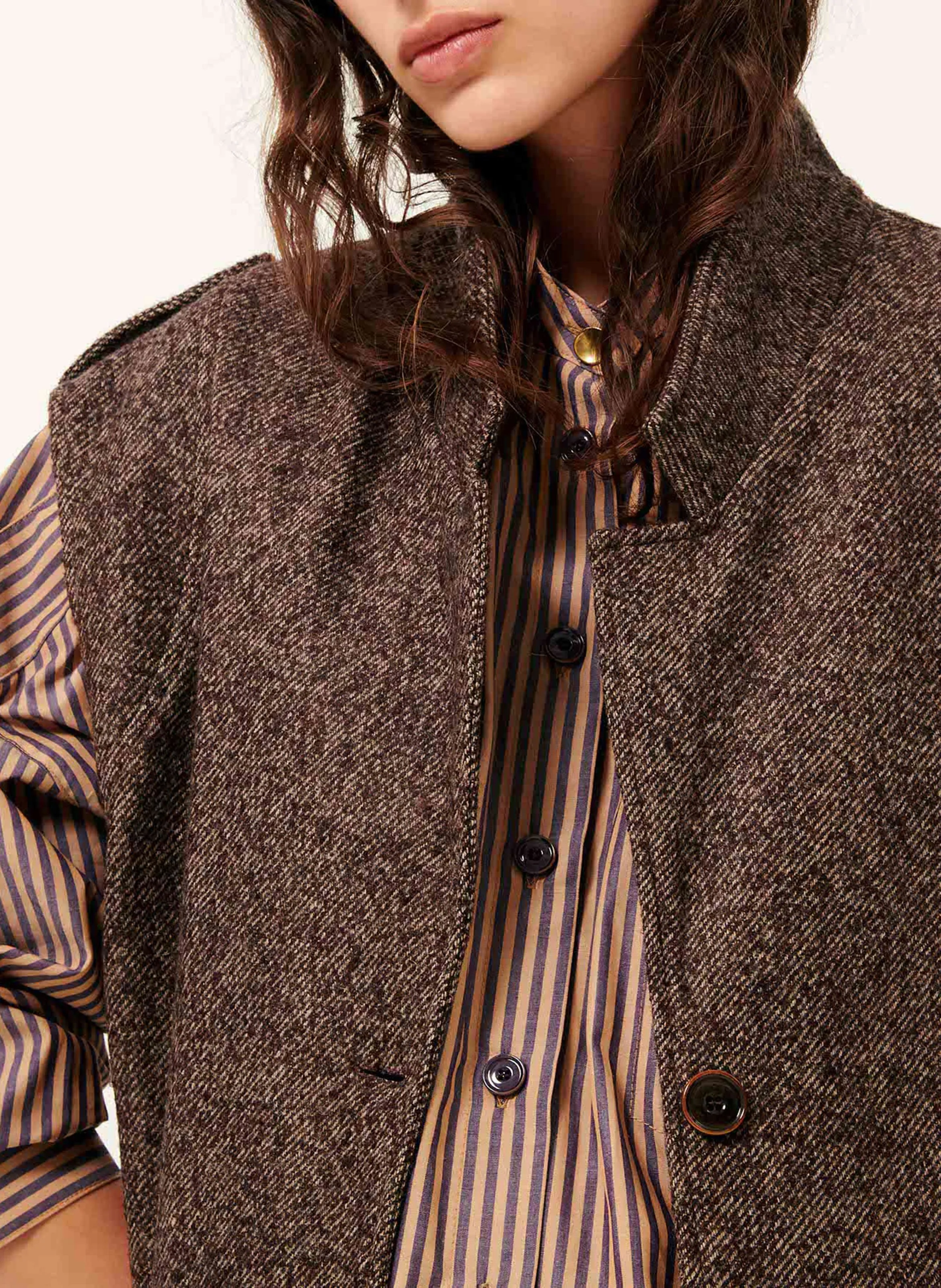 LANDIE JACK  CHAQUETA DE CUELLO DE SOLAPA RECTA EN MARRON