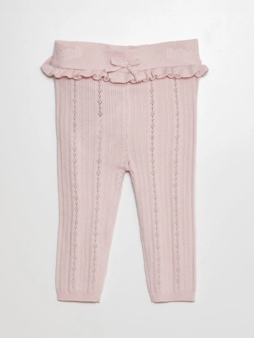 LEGGING DE PUNTO CALADO + CALCETINES  ROSA