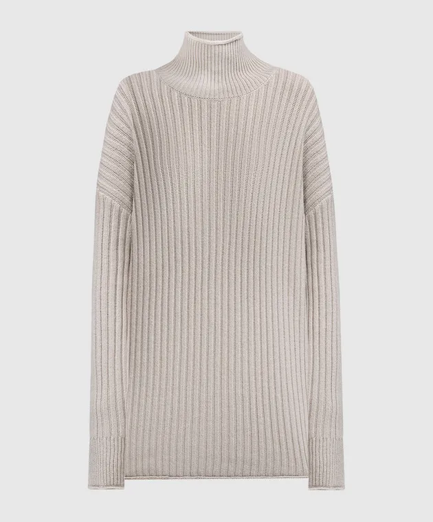 LISA YANG Gray Flora ribbed cashmere sweater