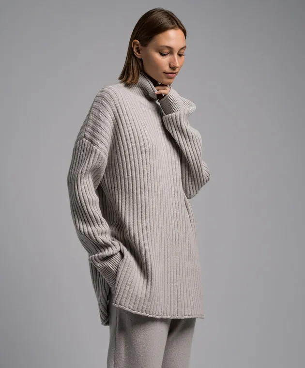 LISA YANG Gray Flora ribbed cashmere sweater