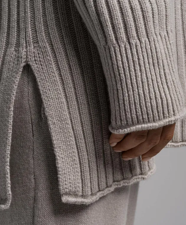 LISA YANG Gray Flora ribbed cashmere sweater