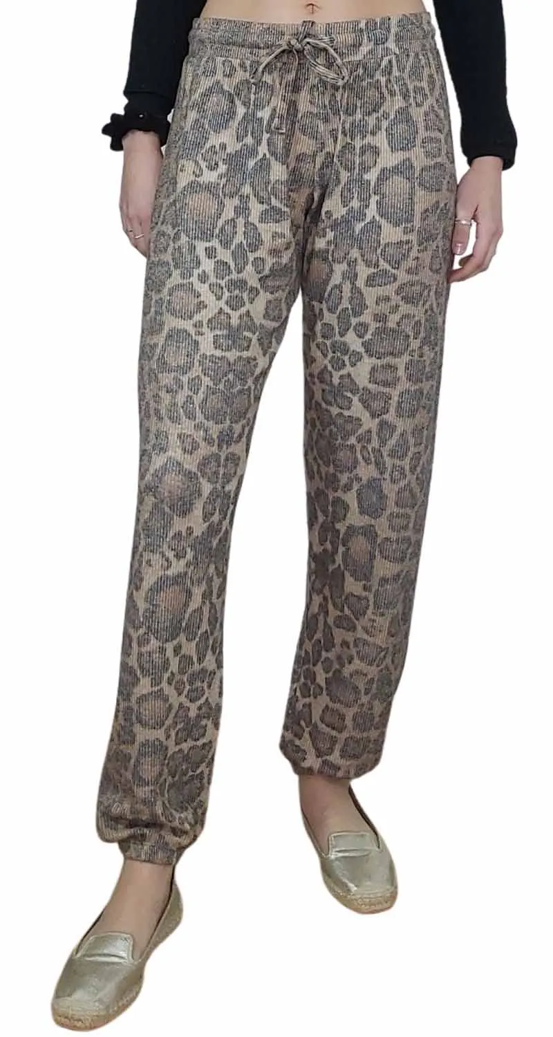 LNA Pantalón Jogger Rib Animal Print