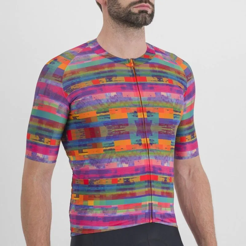 Maillot ciclismo hombre SPORTFUL GLITCH BOMBER JERSEY (MULTICOLOR ROSA)