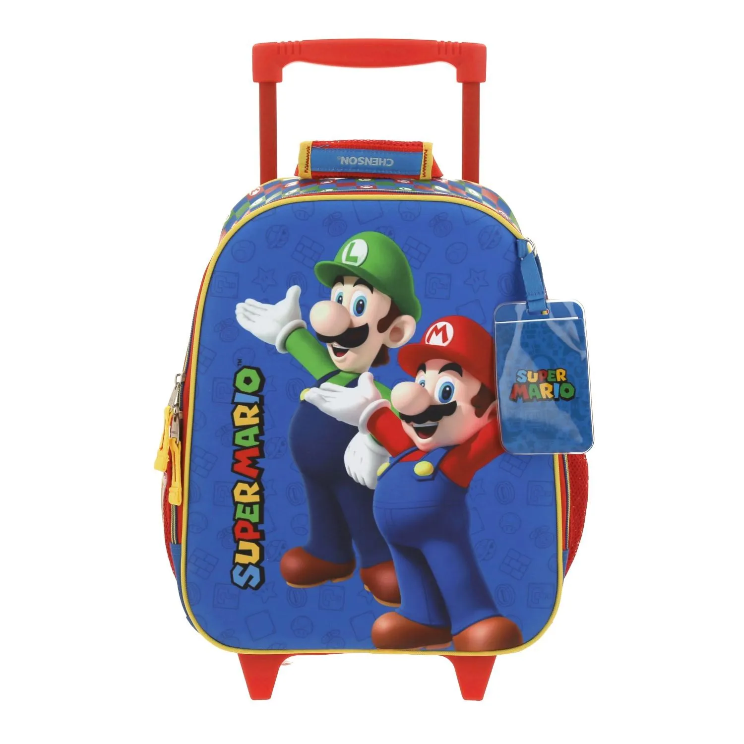 Mochila Con Ruedas Chica Para Nio Chenson Mario Bros Azul Armin