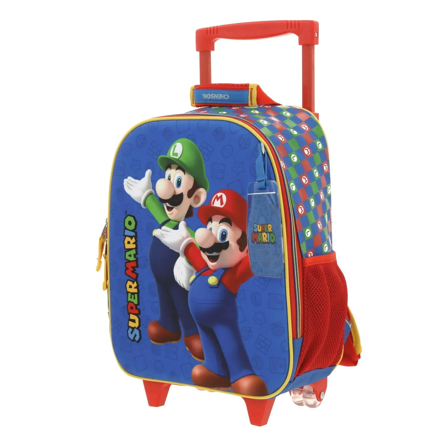 Mochila Con Ruedas Chica Para Nio Chenson Mario Bros Azul Armin