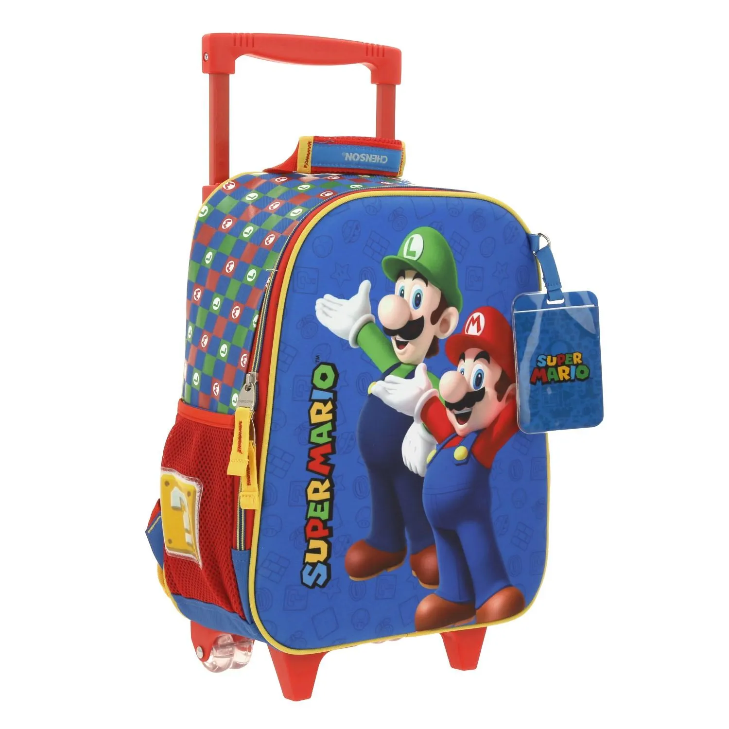Mochila Con Ruedas Chica Para Nio Chenson Mario Bros Azul Armin