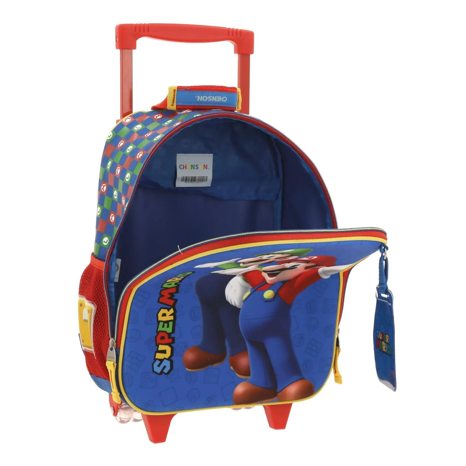Mochila Con Ruedas Chica Para Nio Chenson Mario Bros Azul Armin