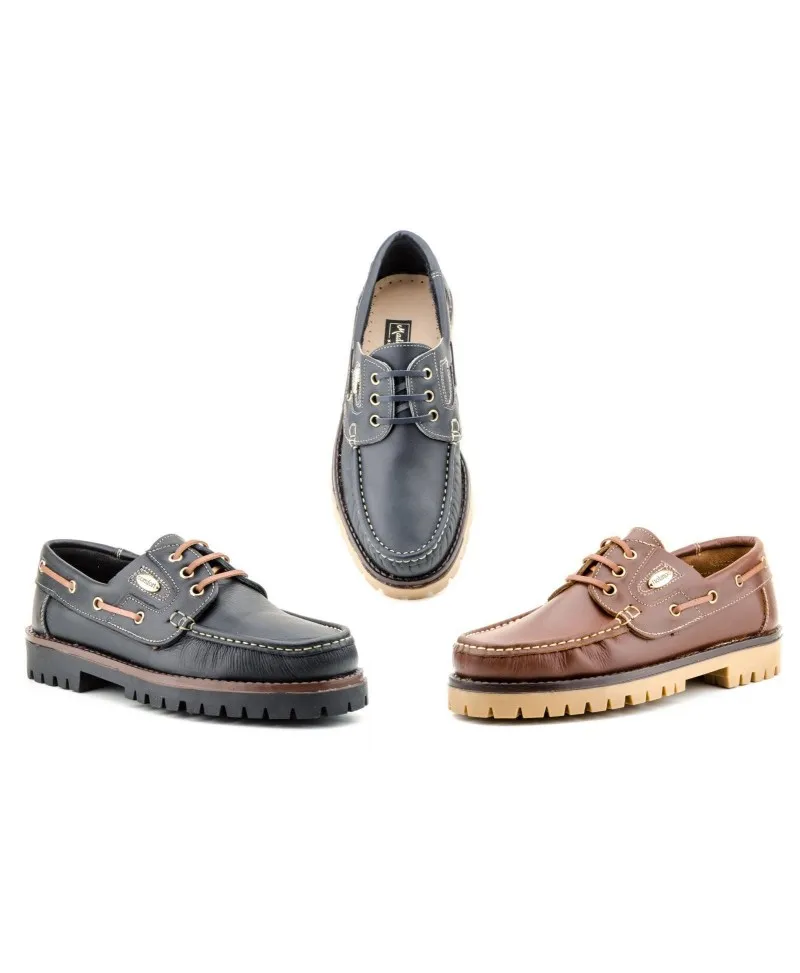Náuticos Hombre Piel Pull Cordones