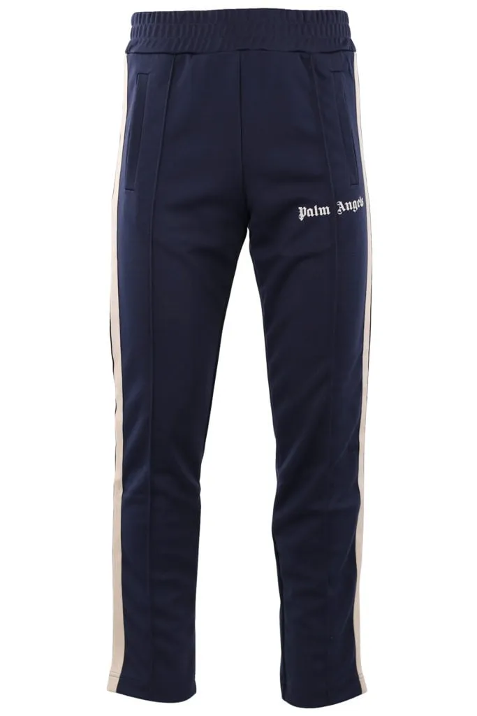 Pantalón azul con logotipo y rayas laterales