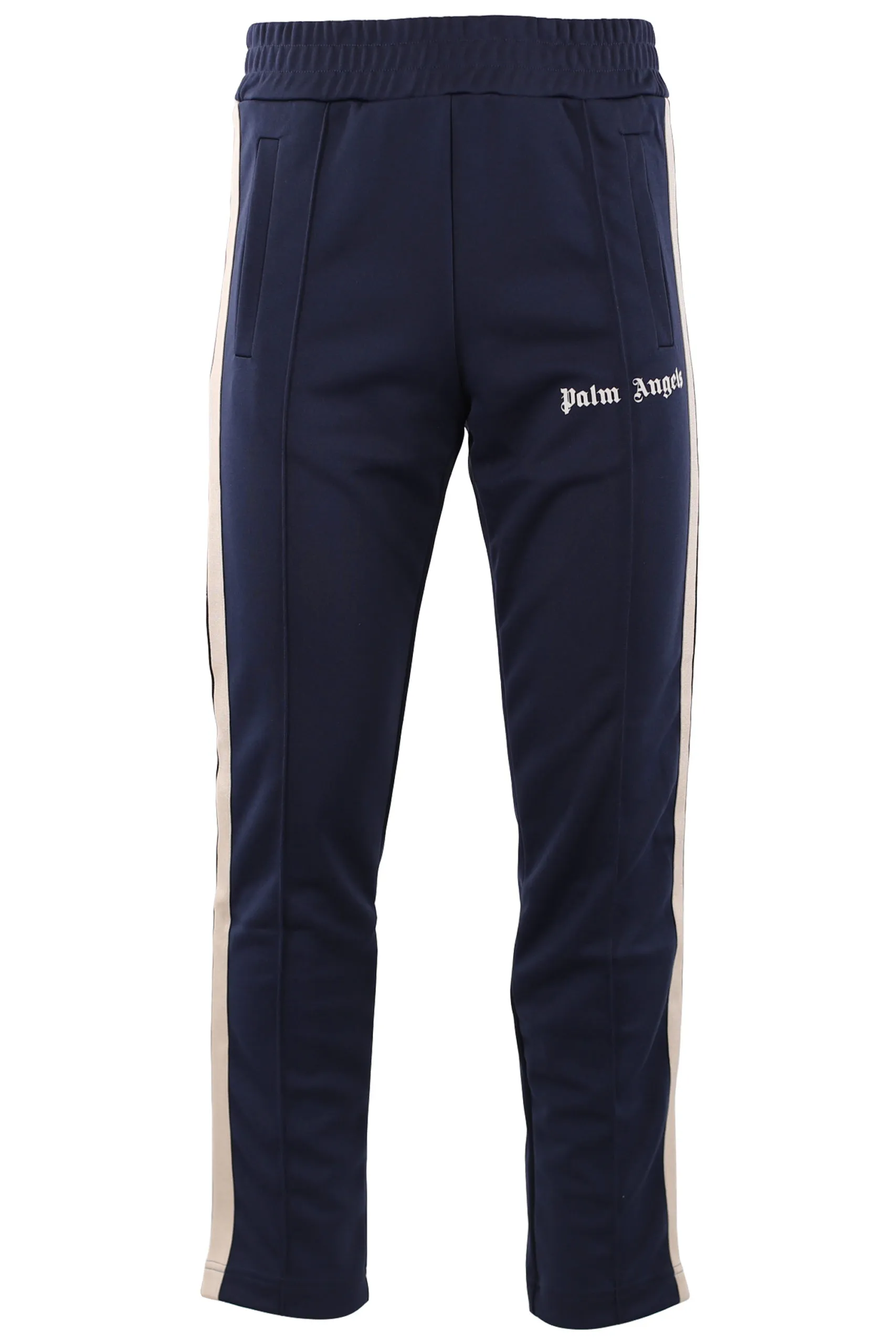Pantalón azul con logotipo y rayas laterales