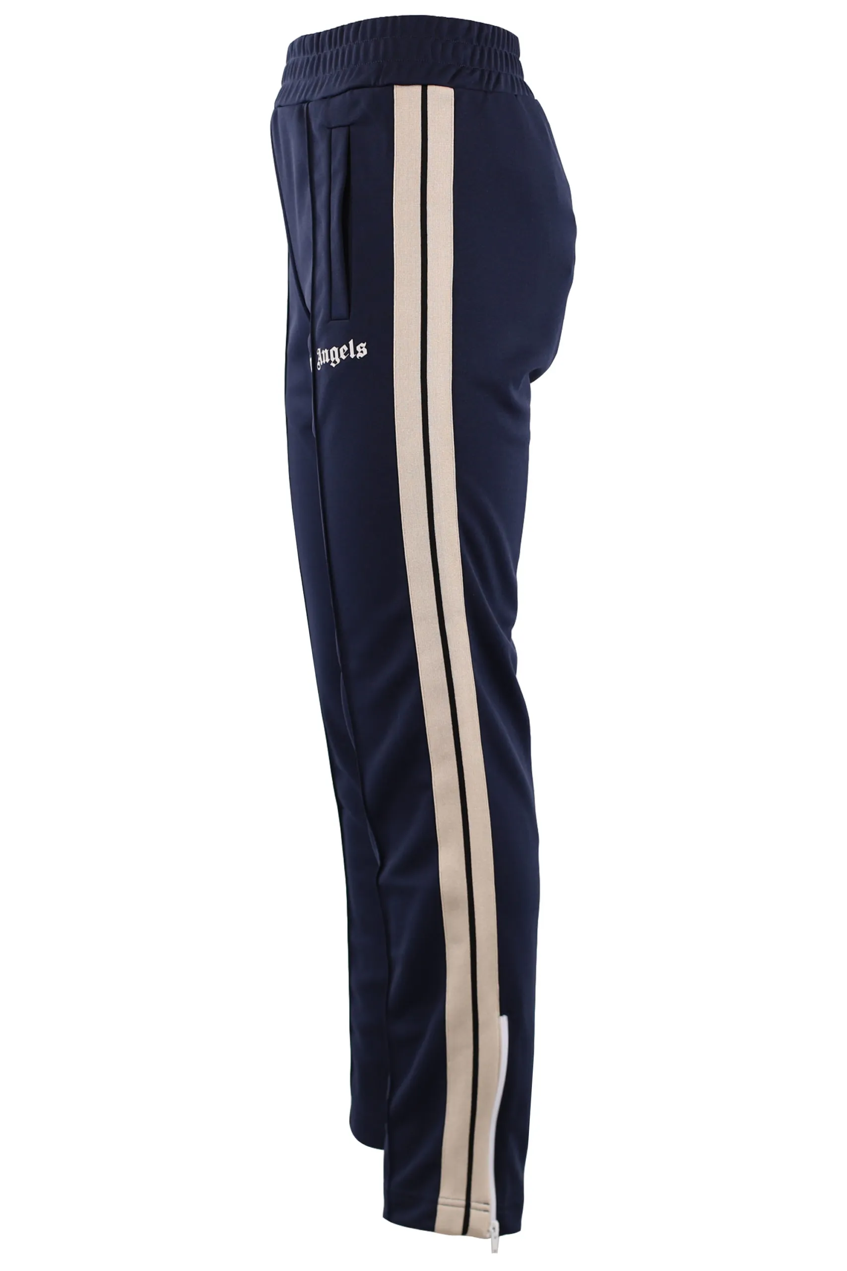 Pantalón azul con logotipo y rayas laterales