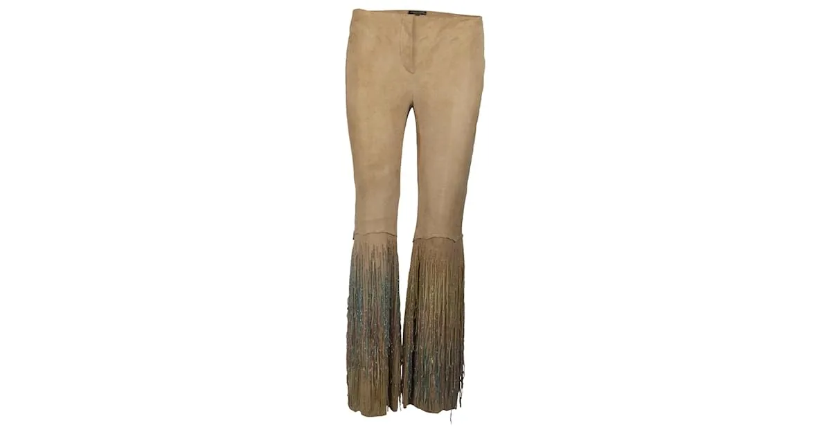 Pantalón Roberto Cavalli Ante con Cristales Castaño 
