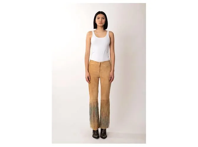 Pantalón Roberto Cavalli Ante con Cristales Castaño 