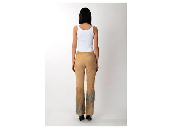 Pantalón Roberto Cavalli Ante con Cristales Castaño 