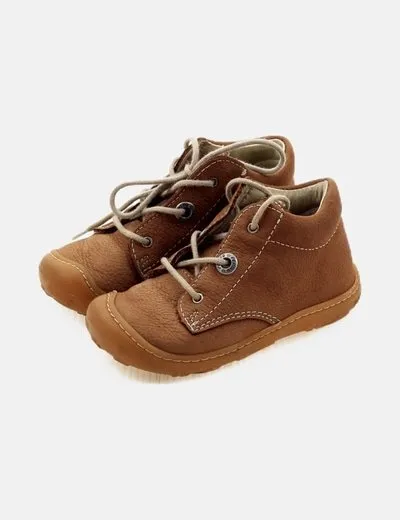 PEPINO Botín marrón combinada cordones