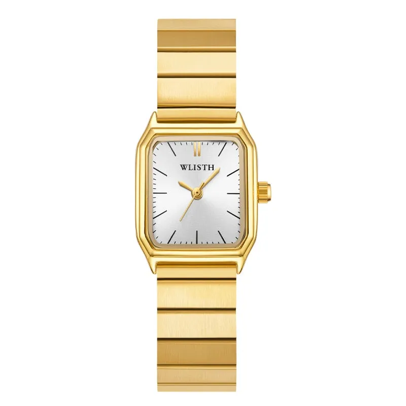 Reloj para Mujeres Women Deluxe Business Quartz Watch Square Unique Dial Stainless Steel Wrist Watch for Ladies Bracelet Watch C