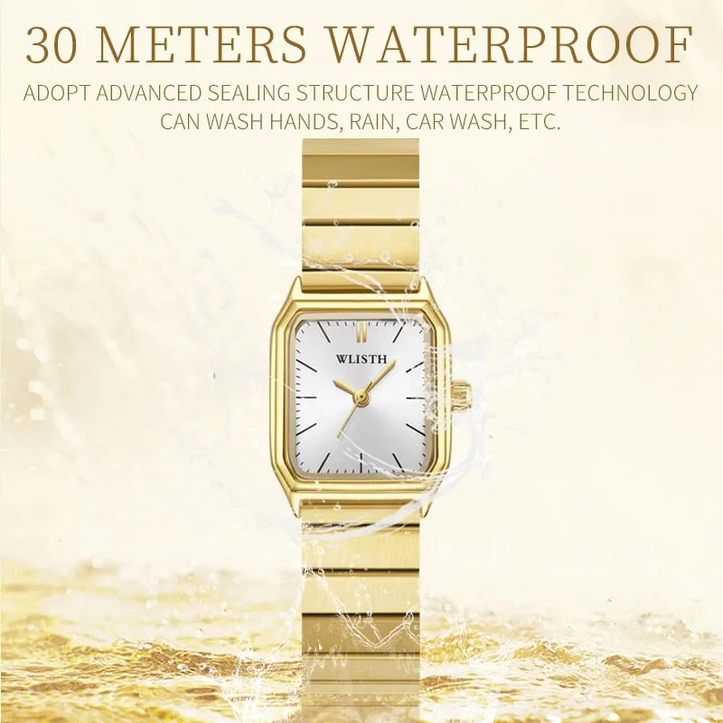 Reloj para Mujeres Women Deluxe Business Quartz Watch Square Unique Dial Stainless Steel Wrist Watch for Ladies Bracelet Watch C