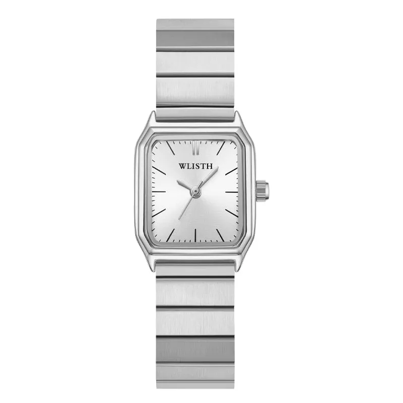 Reloj para Mujeres Women Deluxe Business Quartz Watch Square Unique Dial Stainless Steel Wrist Watch for Ladies Bracelet Watch C
