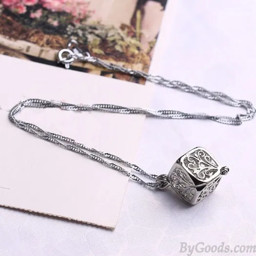 Retro Luminous Hollow Cubic Wishing Tree Night Stone Pendant Clavicle Chain Necklace 