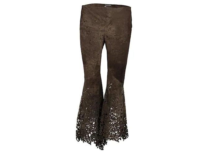 Roberto Cavalli Pantalón de cuero cortado con láser de Roberto Cavalli Castaño 