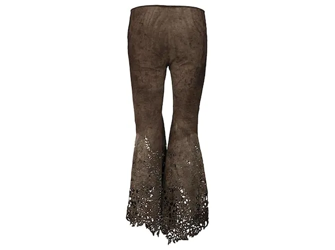 Roberto Cavalli Pantalón de cuero cortado con láser de Roberto Cavalli Castaño 