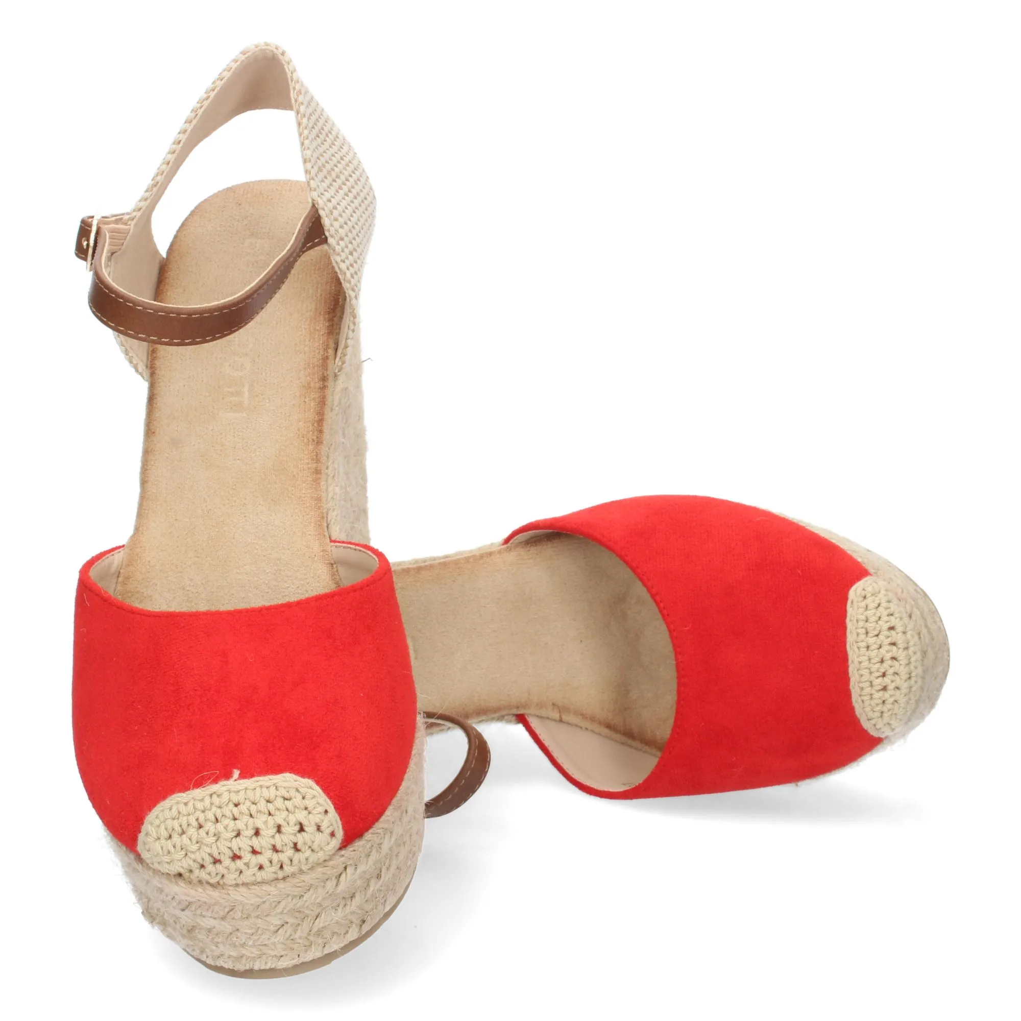 Sandalia alpargata de cuña en yute mujer color rojo