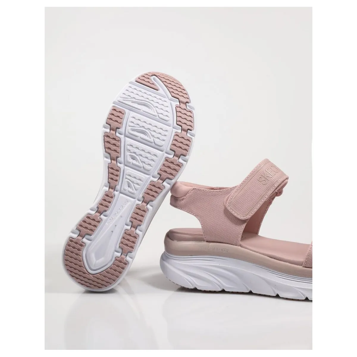 Sandalia Skechers mujer D lux Walker New Block azul y rosa Sk119226
