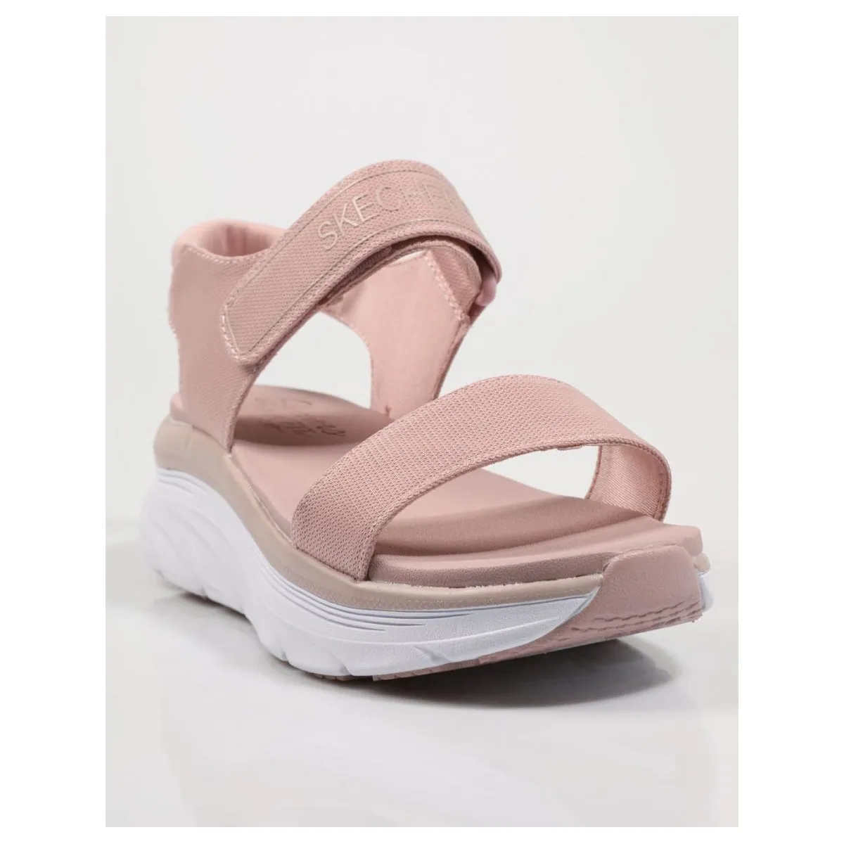 Sandalia Skechers mujer D lux Walker New Block azul y rosa Sk119226