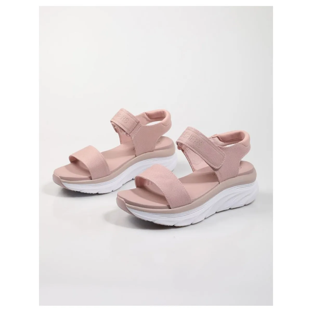 Sandalia Skechers mujer D lux Walker New Block azul y rosa Sk119226