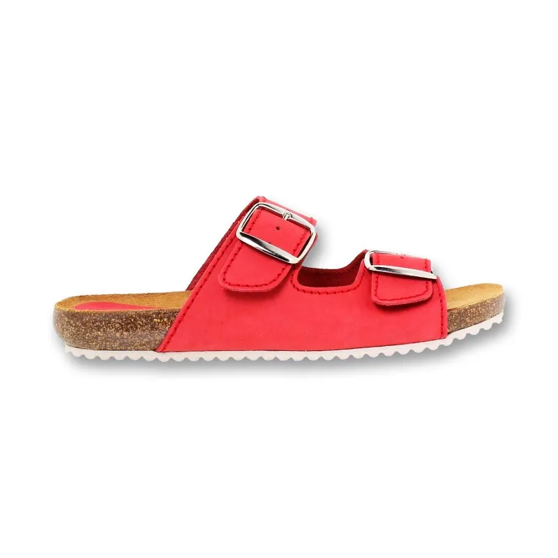Sandalias Bio Mujer Piel Suela De Corcho Plantilla Acolchada 896 Rojo, de Blusandal