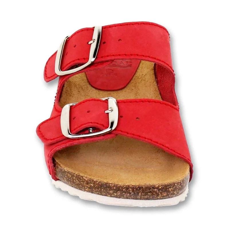 Sandalias Bio Mujer Piel Suela De Corcho Plantilla Acolchada 896 Rojo, de Blusandal