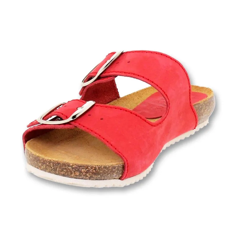 Sandalias Bio Mujer Piel Suela De Corcho Plantilla Acolchada 896 Rojo, de Blusandal