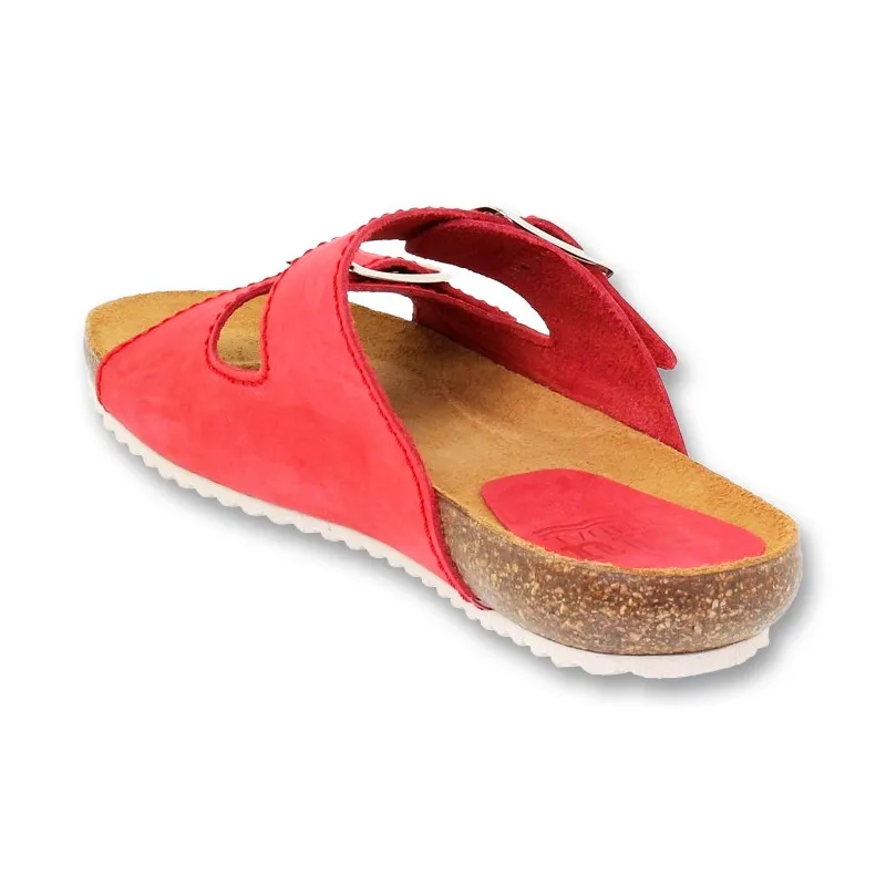 Sandalias Bio Mujer Piel Suela De Corcho Plantilla Acolchada 896 Rojo, de Blusandal