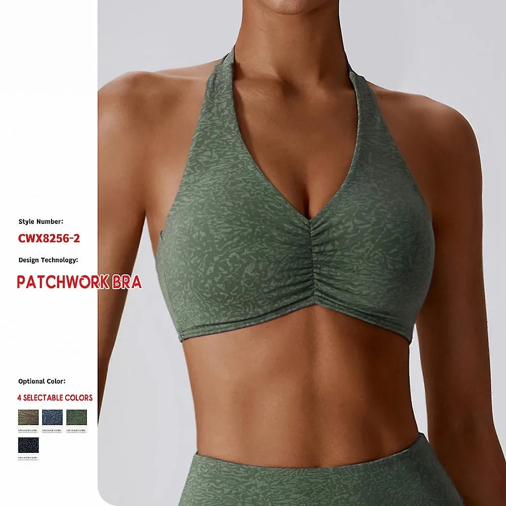 SEXYS HALTER NECK SPORT BRA WITH CAMOUFLAGE PRINTED SWEATABSORBING BREATHABLE CLOTHES FOR RUNNING FINTNESS