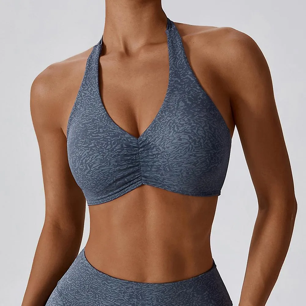 SEXYS HALTER NECK SPORT BRA WITH CAMOUFLAGE PRINTED SWEATABSORBING BREATHABLE CLOTHES FOR RUNNING FINTNESS