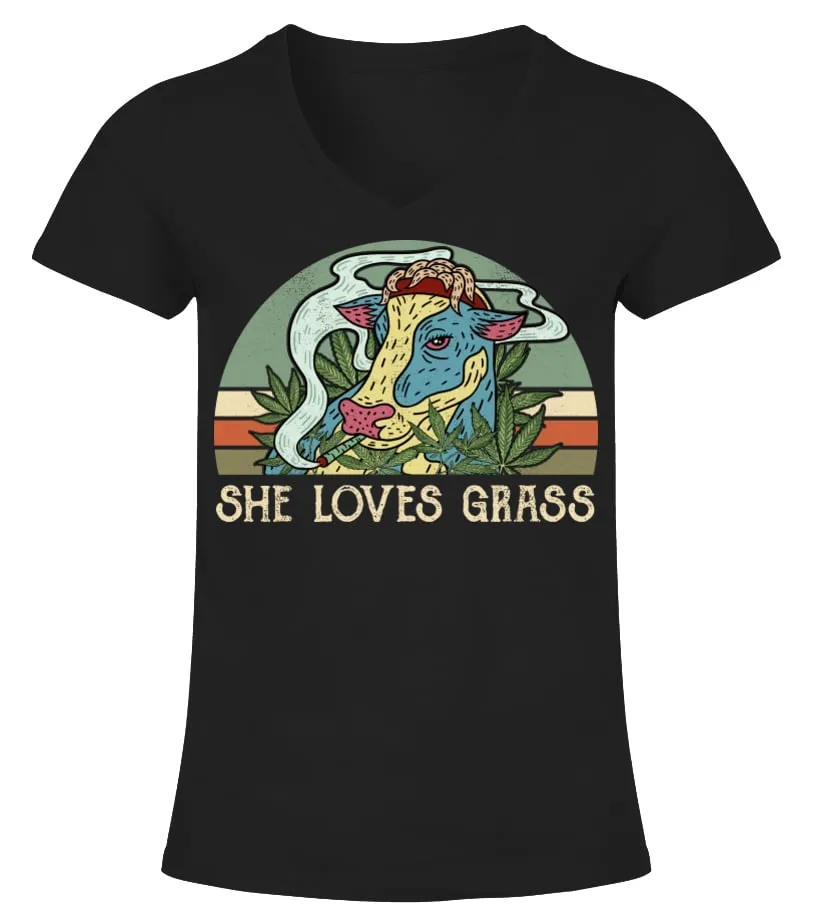 She Loves Grass Camiseta cuello pico Mujer